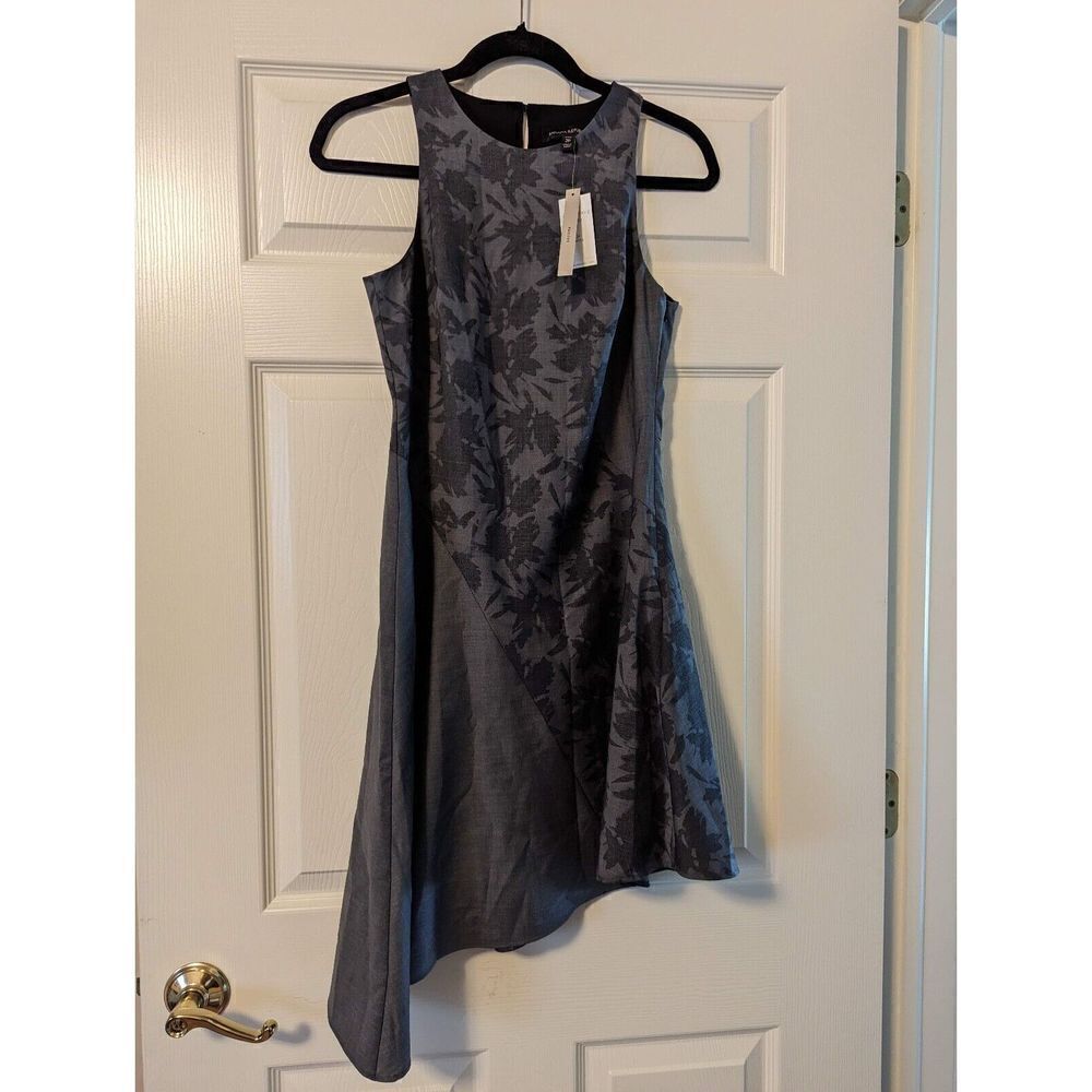 BANANA REPUBLIC Sz 2P Color Blocked Racer Neck ASYMMETRICAL DRESS Grey $128